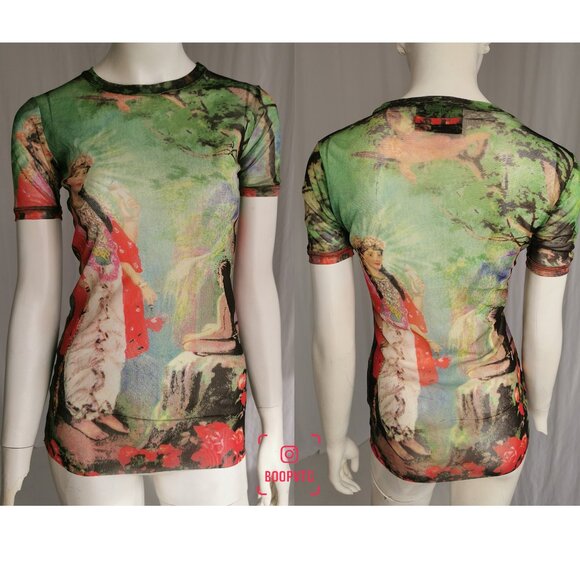 Jean Paul Gaultier green mesh top size M - Picture 2 of 11